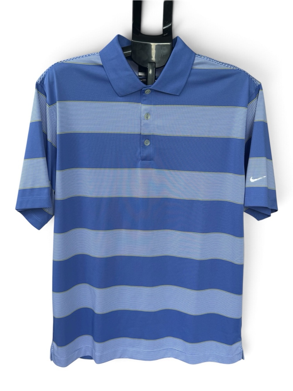 111. Nike Golf Dri-FIT Men's Blue White Striped Polo Shirt
